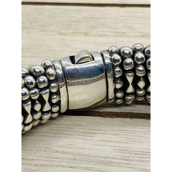 Lagos Caviar Bangle Bracelet Sterling Silver 925 18K 750 15MM - Picture 7 of 14